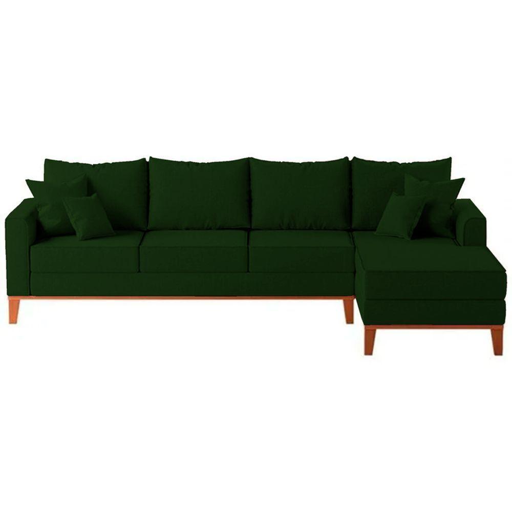 Sofá 4 Lugares Beny Com Chaise Direito Suede Verde - 2