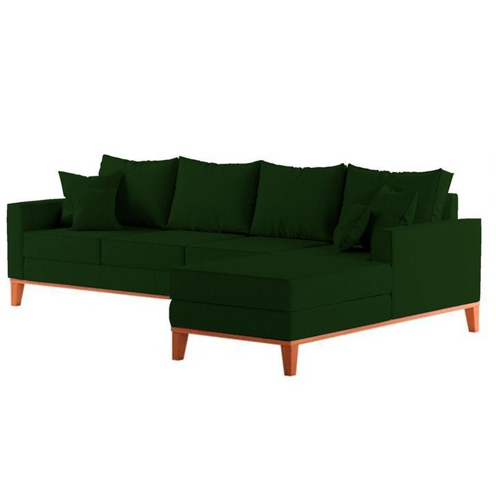 Sofá 4 Lugares Beny Com Chaise Direito Suede Verde - 4