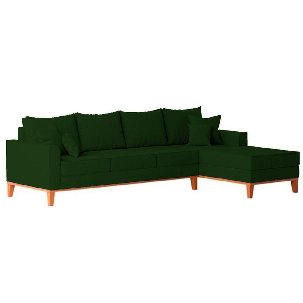 Sofá 4 Lugares Beny Com Chaise Direito Suede Verde - 5