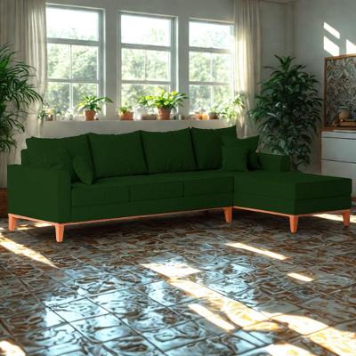 Sofá 4 Lugares Beny Com Chaise Direito Suede Verde
