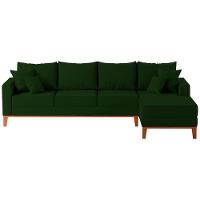 Sofá 4 Lugares Beny Com Chaise Direito Suede Verde - 2