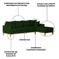 Sofá 4 Lugares Beny Com Chaise Direito Suede Verde - 3