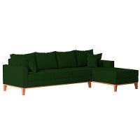 Sofá 4 Lugares Beny Com Chaise Direito Suede Verde - 5