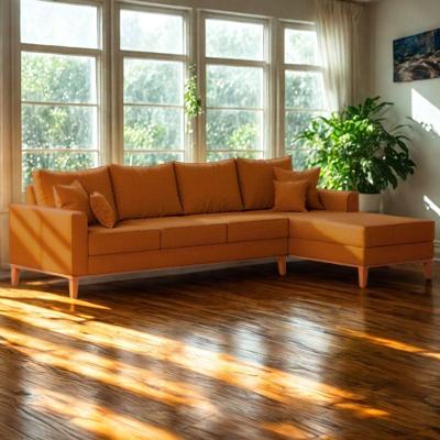 Sofá 4 Lugares Beny Com Chaise Direito Suede Terracota