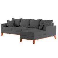 Sofá 4 Lugares Beny Com Chaise Direito Suede Cinza