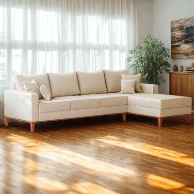 Sofá 4 Lugares Beny Com Chaise Direito Suede Bege