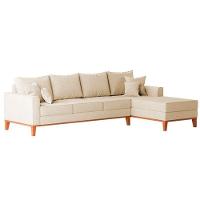 Sofá 4 Lugares Beny Com Chaise Direito Suede Bege - 5