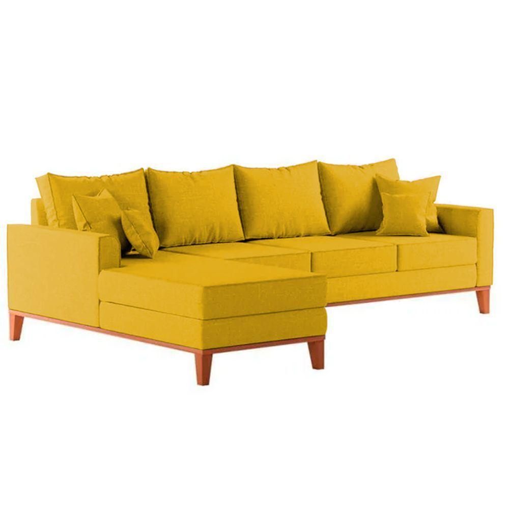Sofá 4 Lugares Beny Com Chaise Esquerdo Suede Amarelo - 4