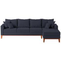 Sofá 4 Lugares Beny Com Chaise Direito Suede Azul - 2