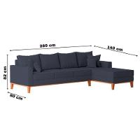 Sofá 4 Lugares Beny Com Chaise Direito Suede Azul - 6