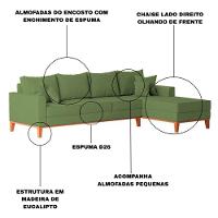 Sofá 4 Lugares Beny Com Chaise Direito Linho Verde Oliva - 3