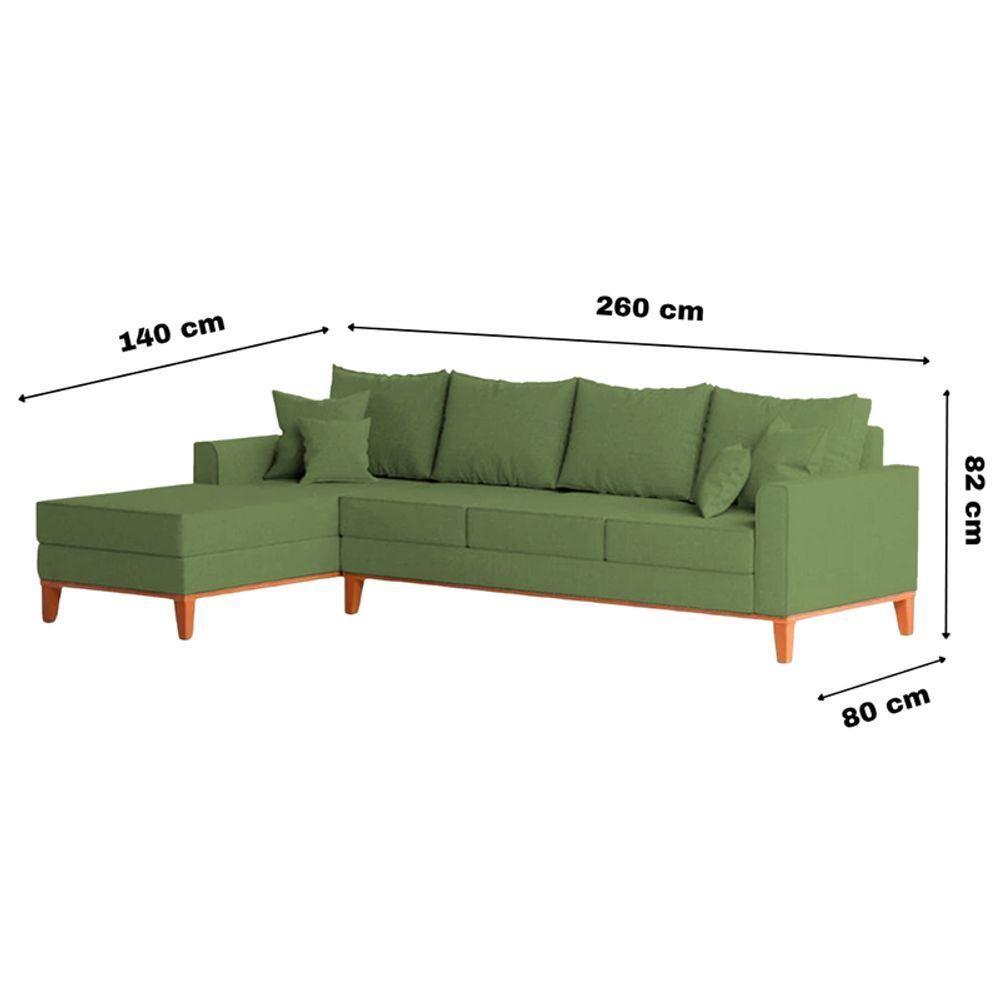 Sofá 4 Lugares Beny Com Chaise Esquerdo Linho Verde Oliva - 6