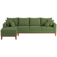 Sofá 4 Lugares Beny Com Chaise Esquerdo Linho Verde Oliva - 2