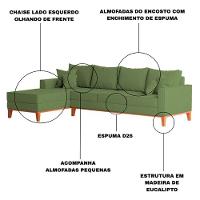 Sofá 4 Lugares Beny Com Chaise Esquerdo Linho Verde Oliva - 3