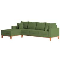 Sofá 4 Lugares Beny Com Chaise Esquerdo Linho Verde Oliva - 5