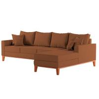 Sofá 4 Lugares Beny Com Chaise Direito Linho Terracota