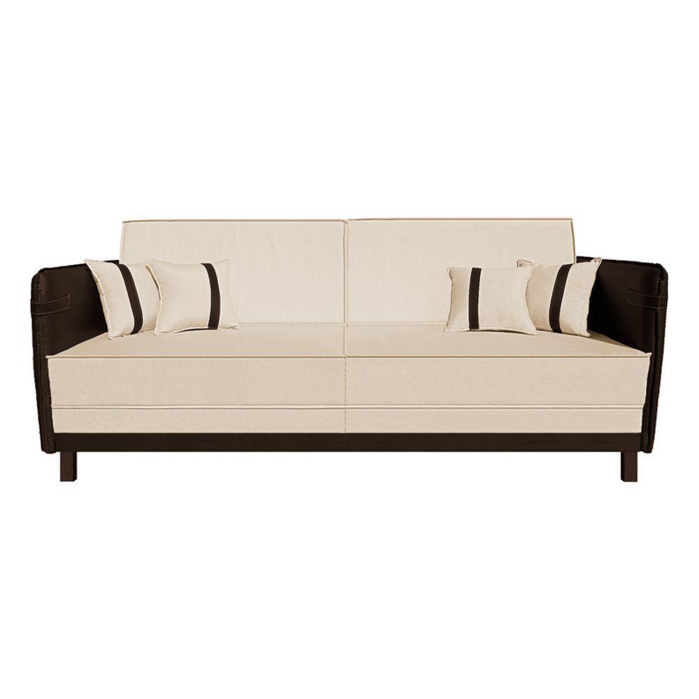 Sofá 3 Lugares Modular Filipi 2,12m Sala Recepção Clínica Cor:suede Bege-corino Marrom - 2