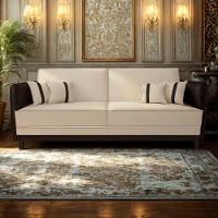 Sofá 3 Lugares Modular Filipi 2,12m Sala Recepção Clínica Cor:suede Bege-corino Marrom - 1