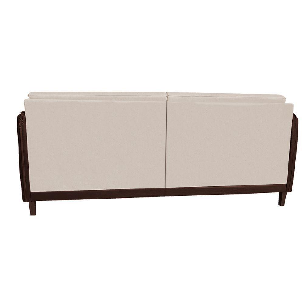 Sofá 3 Lugares Modular Filipi 2,12m Sala Recepção Clínica Cor:linho Bege-corino Marrom - 4