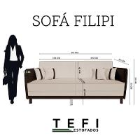 Sofá 3 Lugares Modular Filipi 2,12m Sala Recepção Clínica Cor:linho Bege-corino Marrom - 5