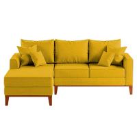 Sofá 3 Lugares Beny Com Chaise Esquerdo Suede Amarelo - 2