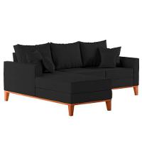 Sofá 3 Lugares Beny Com Chaise Esquerdo Linho Preto - 3