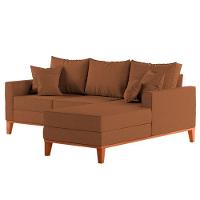 Sofá 3 Lugares Beny Com Chaise Direito Linho Terracota