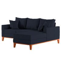 Sofá 3 Lugares Beny Com Chaise Direito Linho Azul
