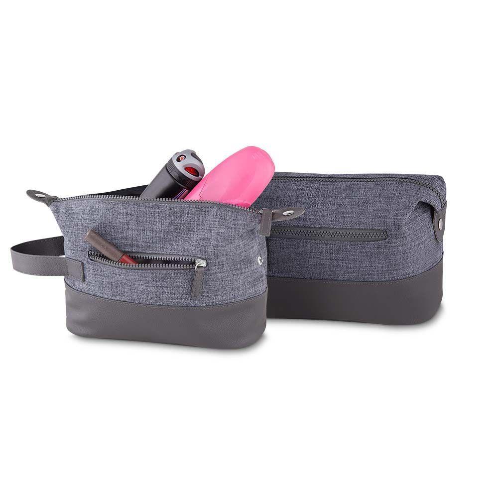 Necessaire Chic Cinza All Gray Com Bolsos Laterais - Estilo E Praticidade Para O Dia A Dia - 1