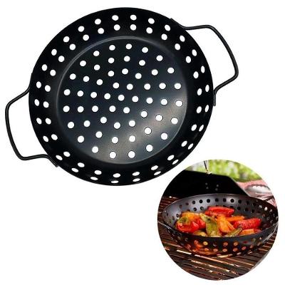 Panela Churrasqueira Fritadeira Grelha Antiaderente Cesto Churrasco Legumes Camarao Peixe Grelhado Com Alca Preta Versat