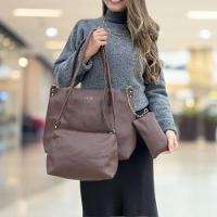 Kit 3 Peças Bolsa Feminina Estilo Tote Lyssa Marrom - 2