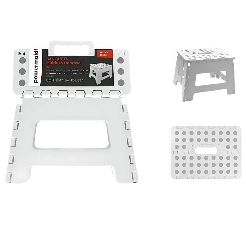Banqueta Dobrável 150kg Banquinho Retrátil Multiuso Banco Plástico Resistente - 1