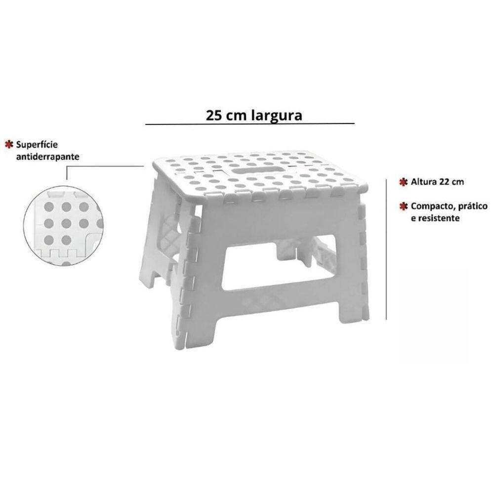 Banqueta Dobrável 150kg Banquinho Retrátil Multiuso Banco Plástico Resistente - 4