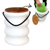 Banqueta Estilo Ondulado Com Tampo De Madeira E Alça De Corda Náutica - 1