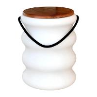 Banqueta Estilo Ondulado Com Tampo De Madeira E Alça De Corda Náutica - 2