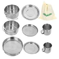Kit Panelas Inox Camping Cozinha Acampamento Outdoor Completo 8 Pecas Panela Viagem Praia Pesca Praticidade Total Nas Av - 2
