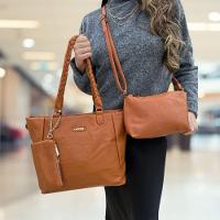 Kit 3 Peças Bolsa Feminina Com Alça Trançada Lyssa Caramelo - 2