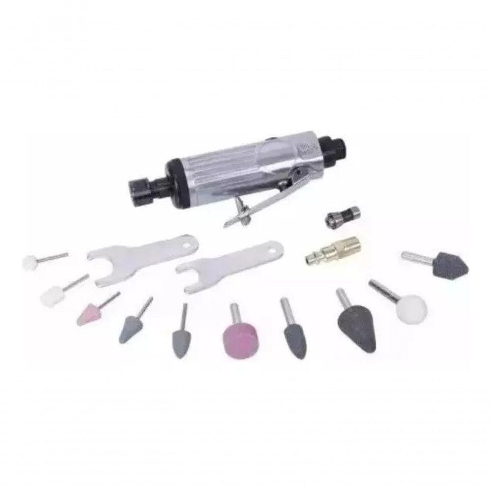 Kit Esmeril Pneumático Mini Retífica Com Trava Jogo Ferramen - 5