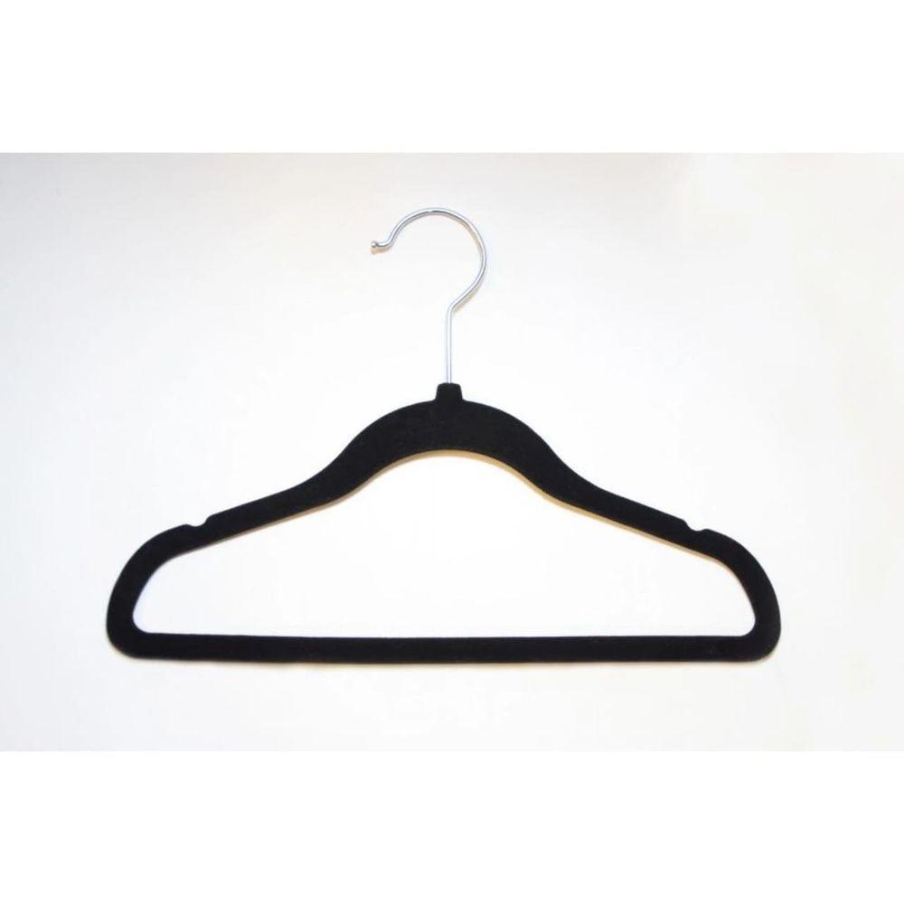 Kit 10 Unidades Cabide Infantil De Veludo 30cm Preto - 2