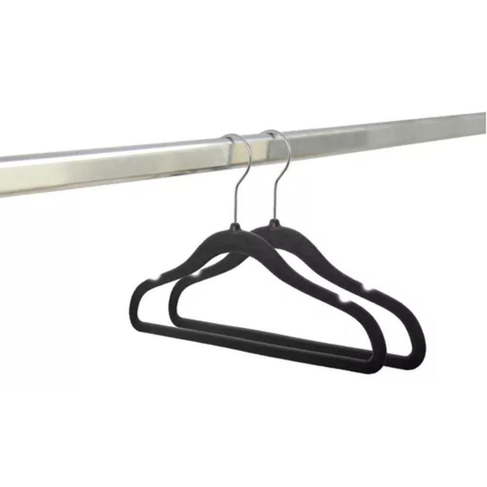 Kit 10 Unidades Cabide Infantil De Veludo 30cm Preto - 4