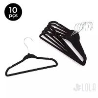 Kit 10 Unidades Cabide Infantil De Veludo 30cm Preto - 1