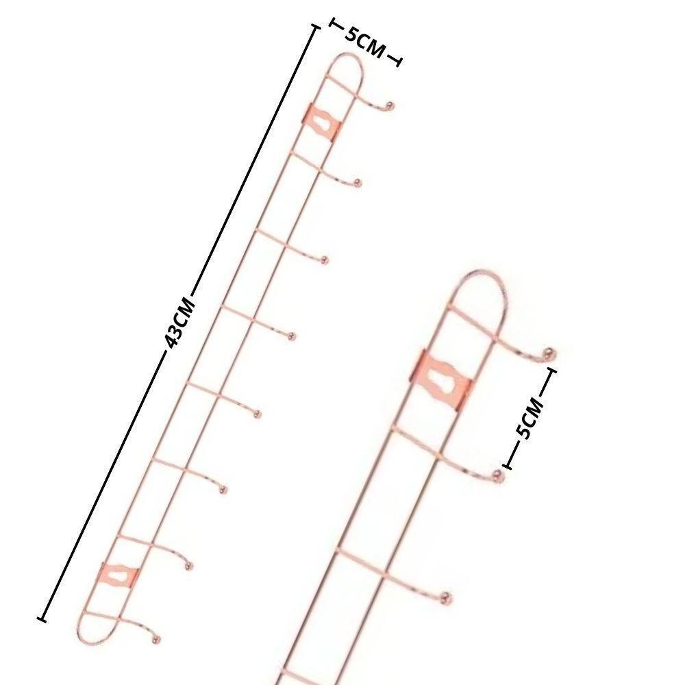 Cabideiro De Parede Rose Gold Suporte Aramado 8 Ganchos Organizador Guarda Roupas Toalhas Multiuso Utensilios Domesticos - 8