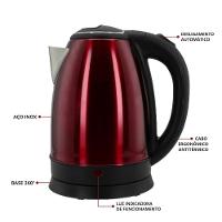 Chaleira Elétrica Vermelha 1,8l - Fervura Rápida 1500w Para Suas Bebidas Quentes! - 2
