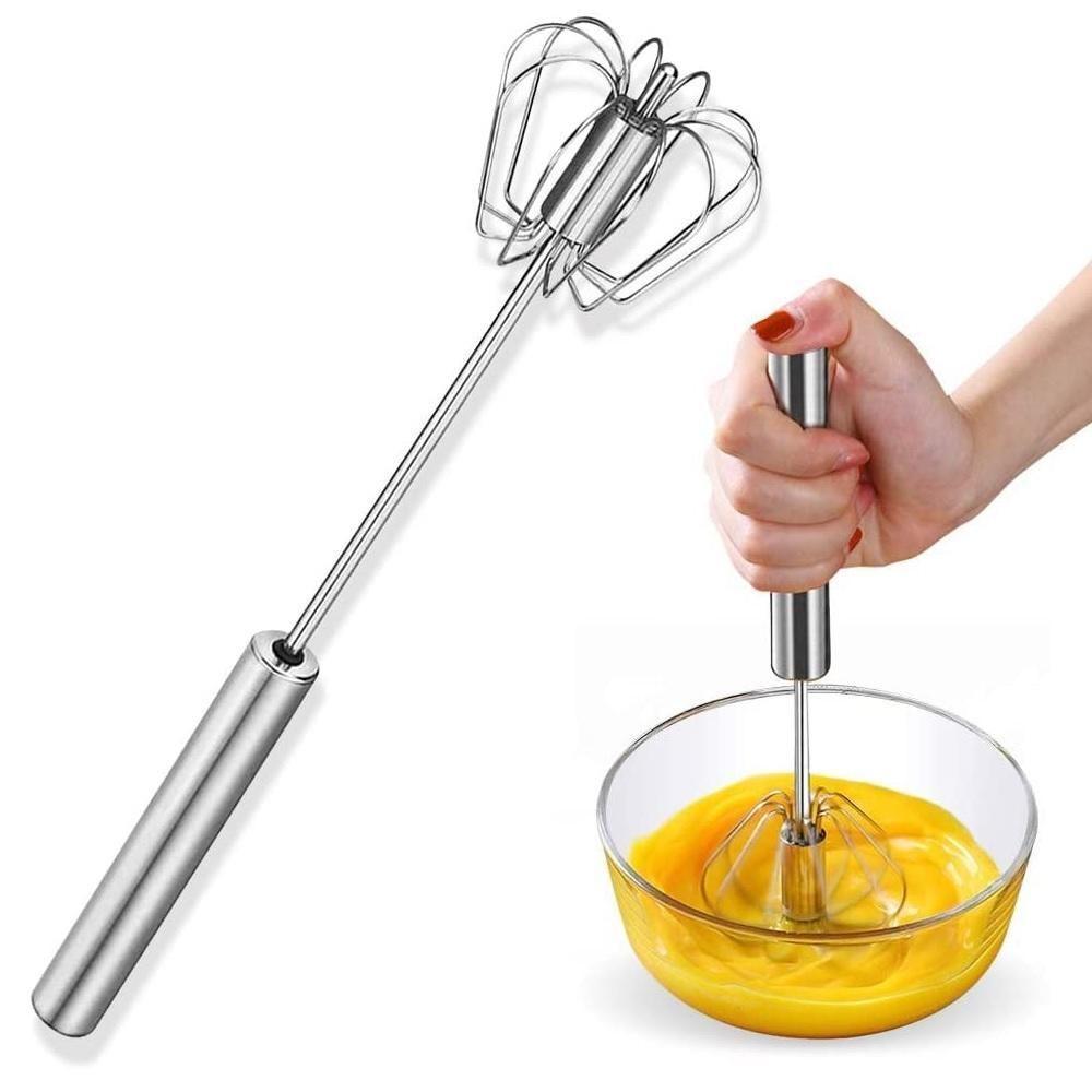 Batedor Automatico Misturador Ovos Inox Pressao Mixer Giratorio Manual Fuet Profissional Omelete Bebidas Massa Creme - 1