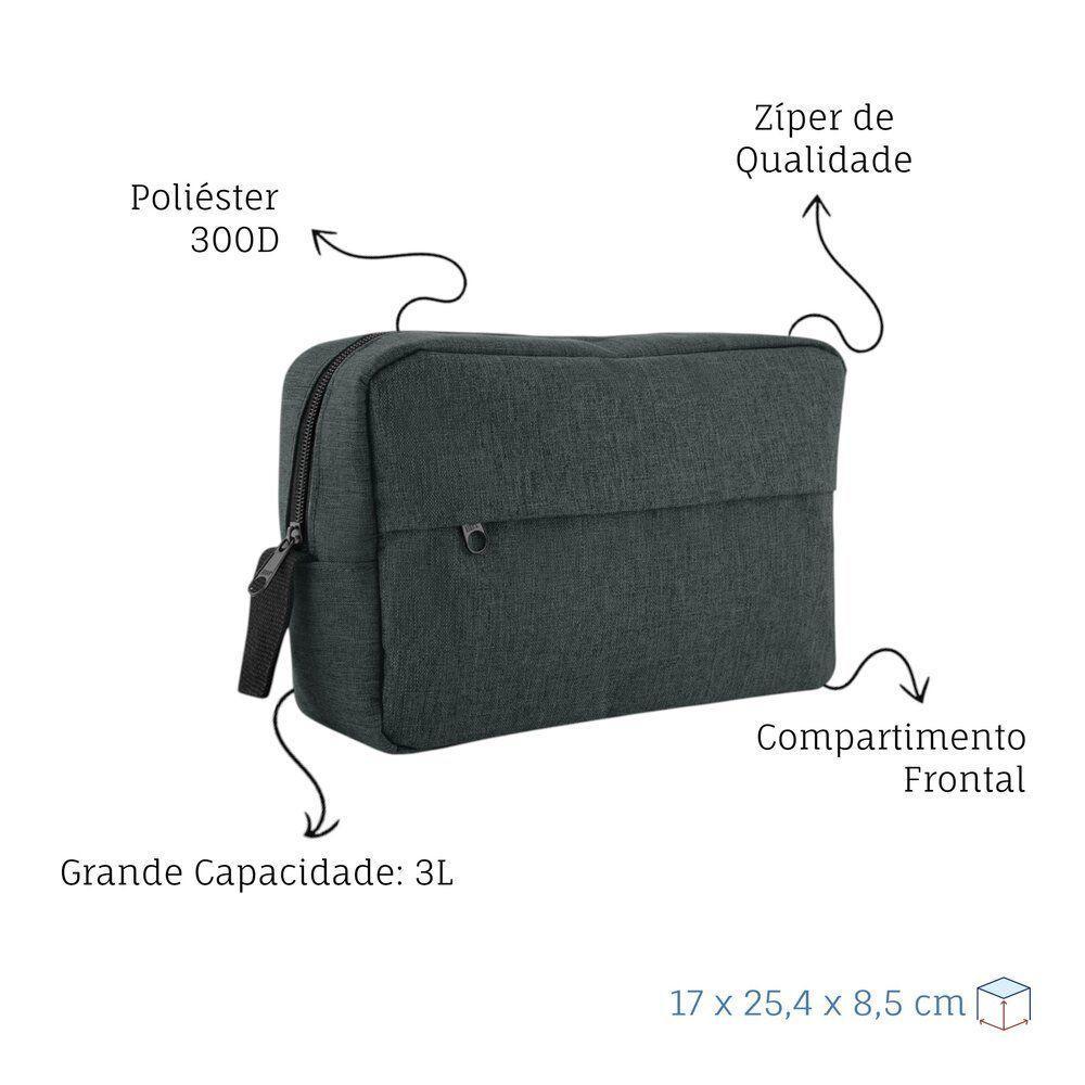 Necessaire Prática Em Poliéster 3l Com Zíper E Alça - Estilo E Organização Para Viagens - 4