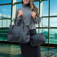Kit 3 Peças Bolsa Feminina Estilo Tote Lyssa Preta - 3