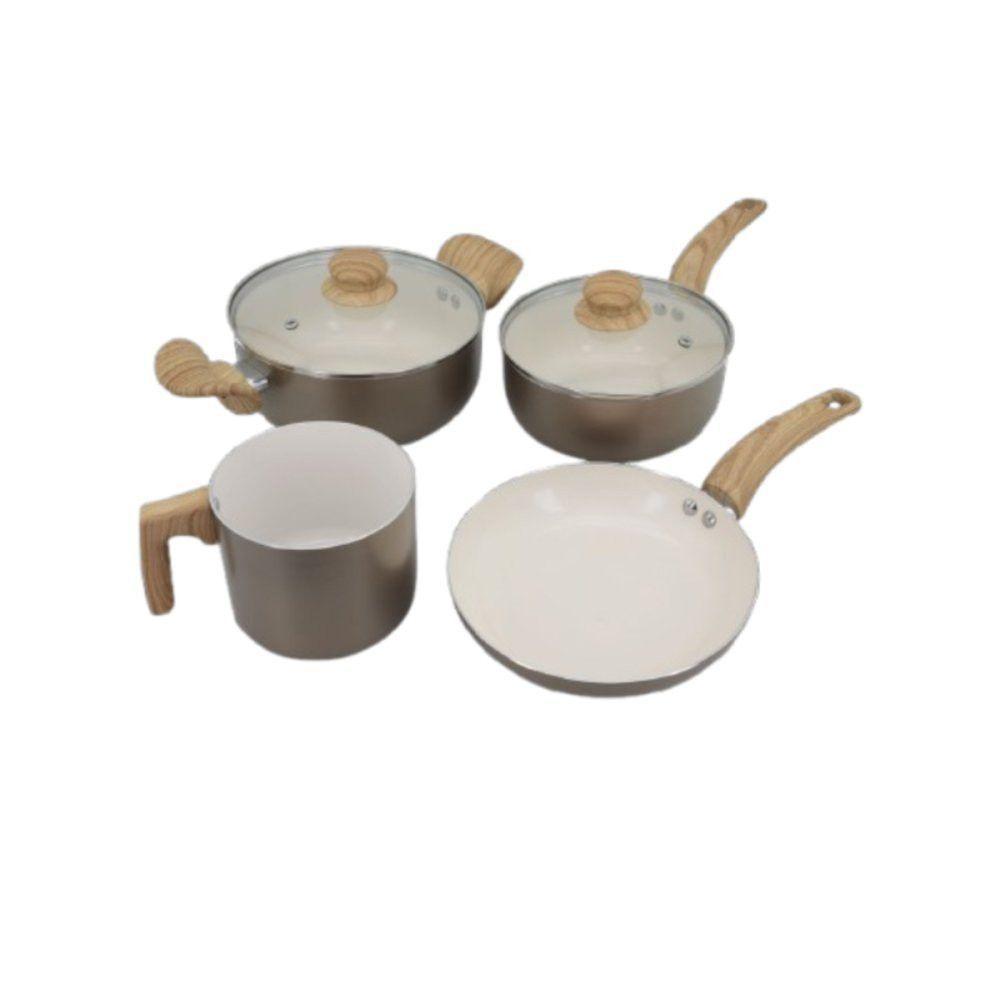 Jogo De Panelas Gold De Alumínio Com Revestimento Cerâmico E Cabo De Baquelite - 4 Peças - 1