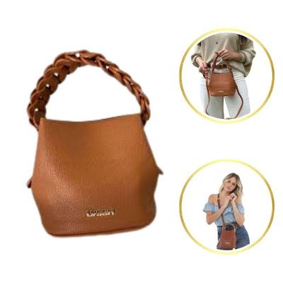 Bolsa Feminina Transversal Com Alça Trançada Lyssa Caramelo