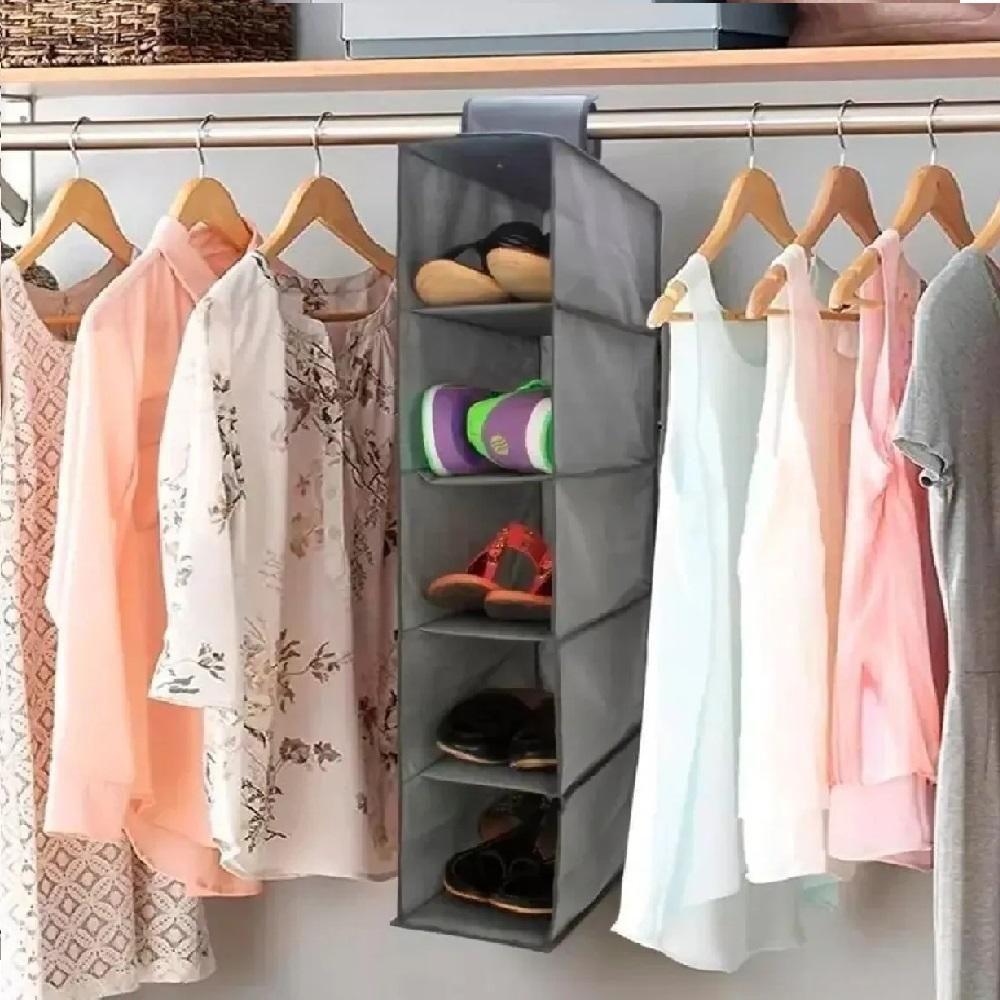 Prateleira Vertical Porta Sapateira Organizador Guarda Roupa Closet Armario Multiuso 5 Divisorias Sapatos Lencol Toalha - 2