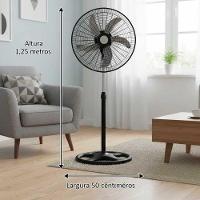 Ventilador De Chão 127v Pedestal Premium 60w Grade De 50 Cm Preto - 3